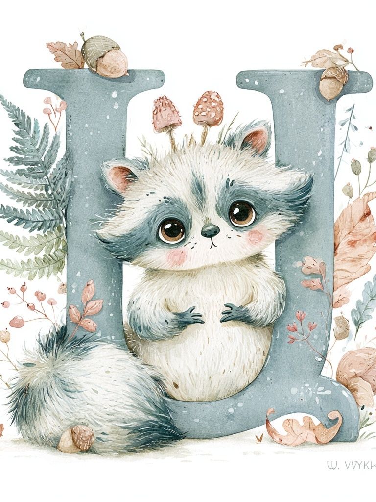 Cute Raccoon Letter D Poster. poster — animals art