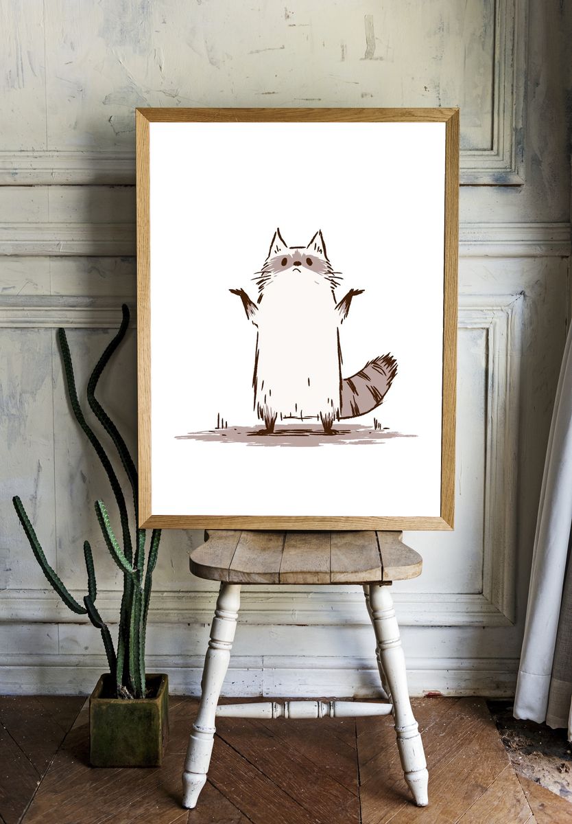 Cute Raccoon Illustration Poster. room preview