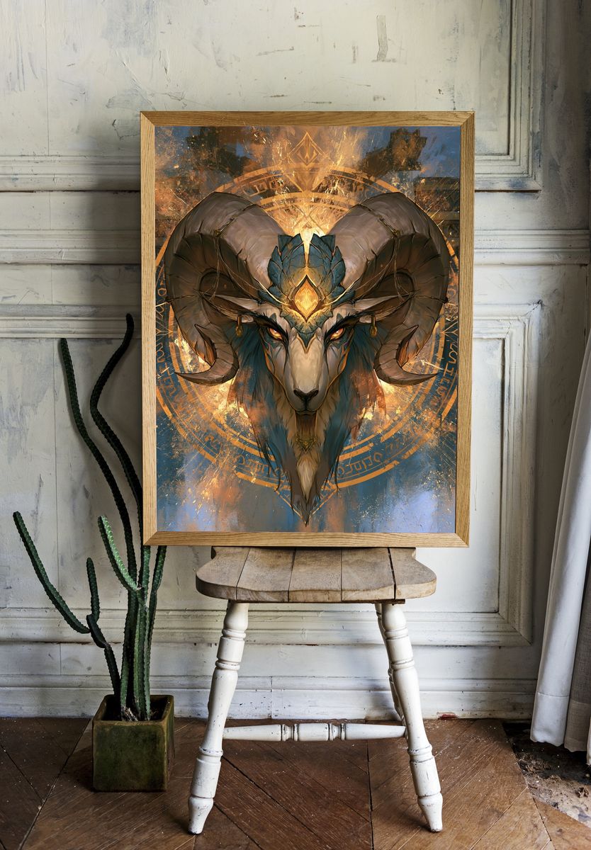Ram Spirit Digital Art Poster. room preview