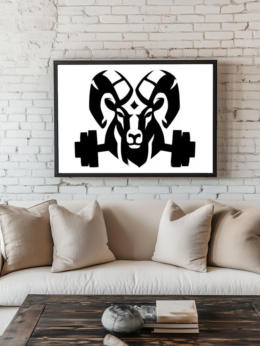 Ram Weightlifting Silhouette Poster. — room view 1