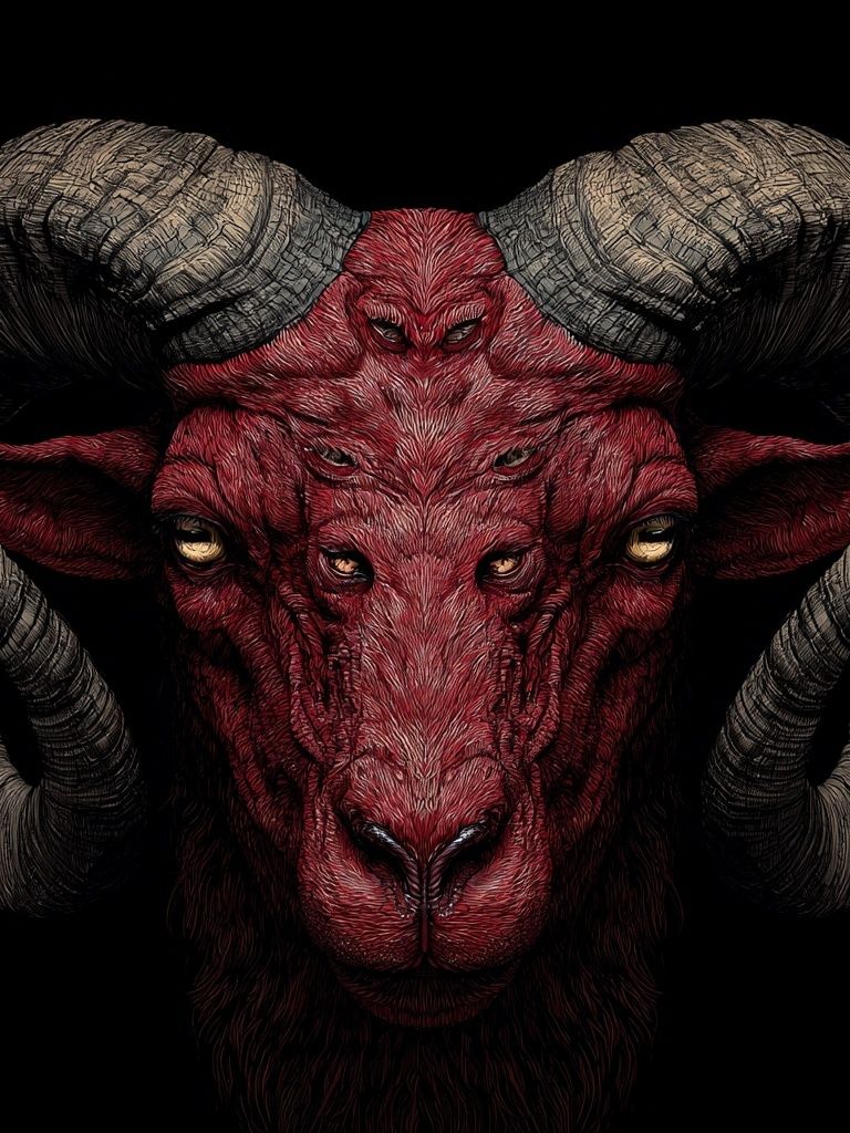 Red Ram — Digital Art Print. poster — illustration art