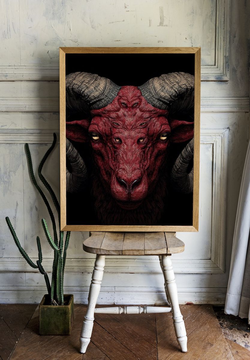 Red Ram — Digital Art Print room preview