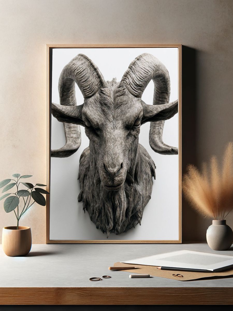 Ram Head Sculpture Poster. — room view 2