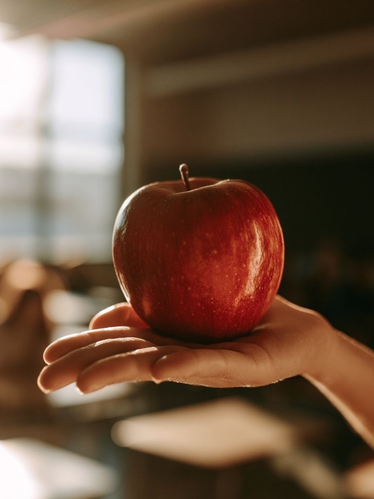 Red Apple in Hand Photography Poster. poster detail