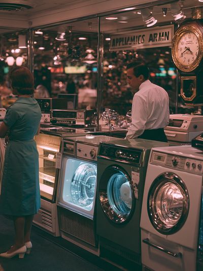 Retro Appliance Showroom Photography Poster. poster