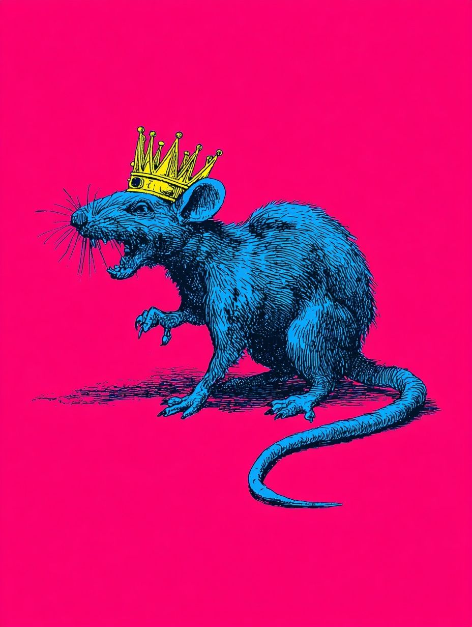 Royal Blue Rat — Illustration Print. poster — illustration art