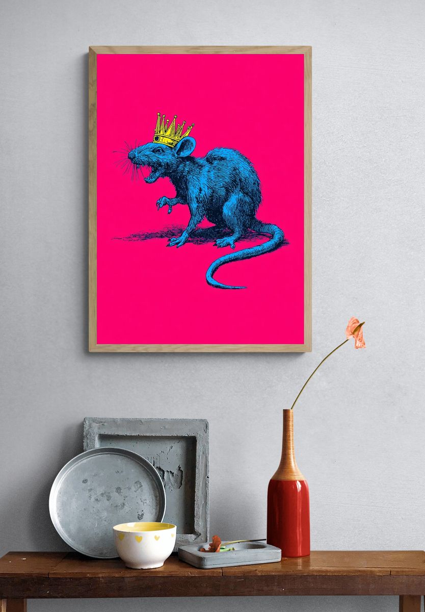 Royal Blue Rat — Illustration Print. — room view 3