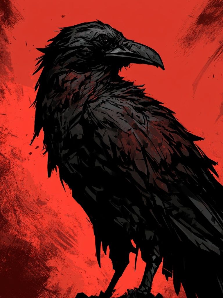 Black Raven Red Ink Poster. poster — illustration art
