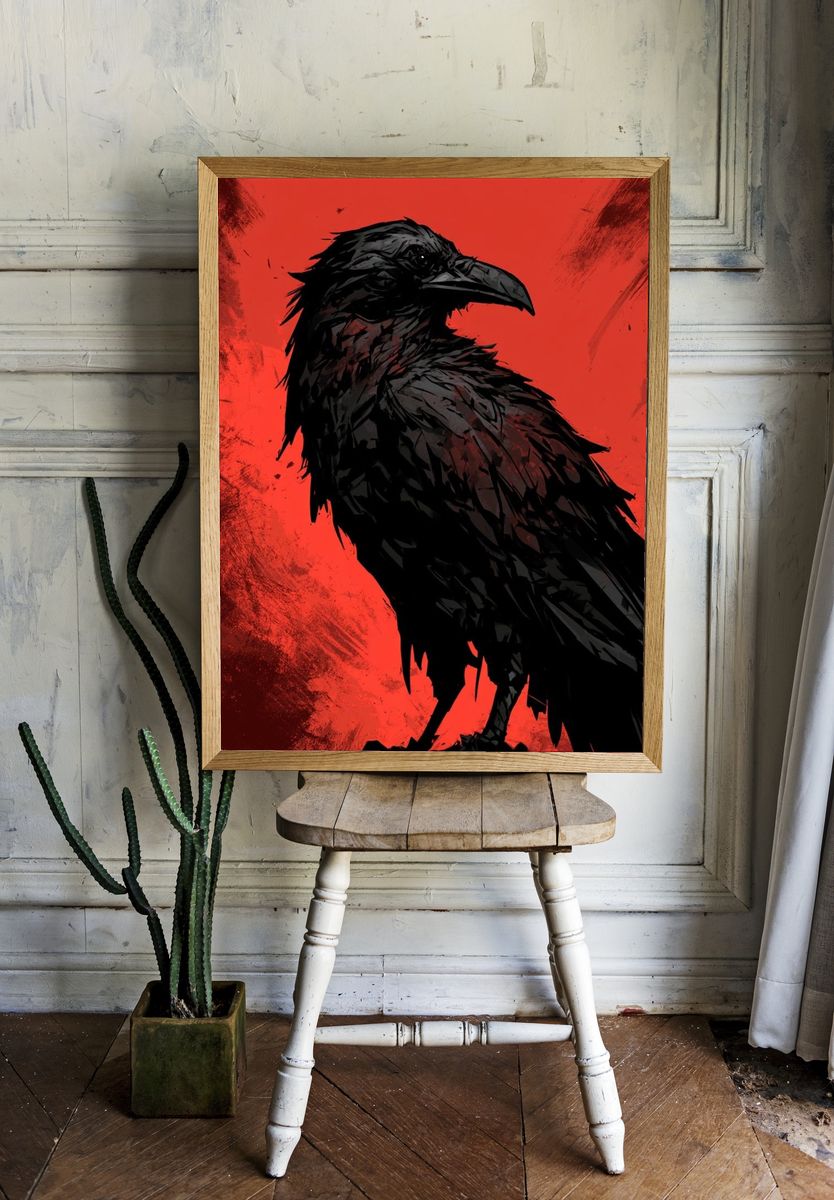 Black Raven Red Ink Poster. room preview