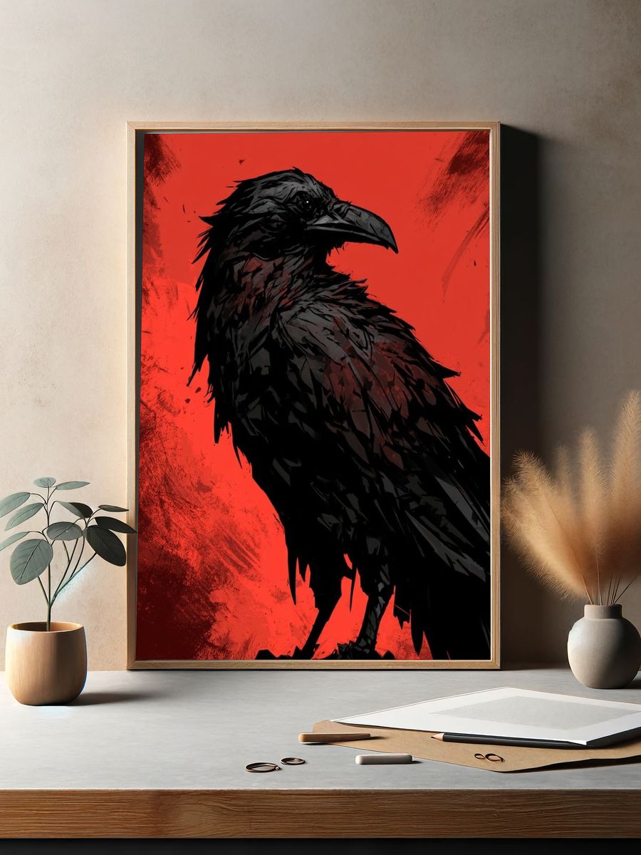 Black Raven Red Ink Poster. — room view 2