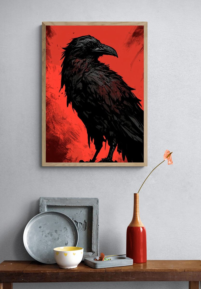 Black Raven Red Ink Poster. — room view 3