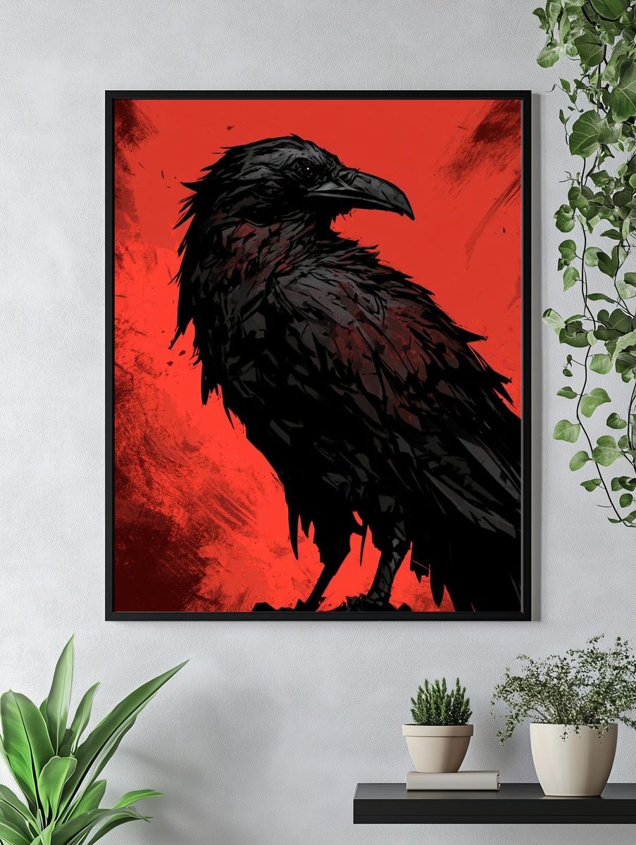 Black Raven Red Ink Poster. — room view 4