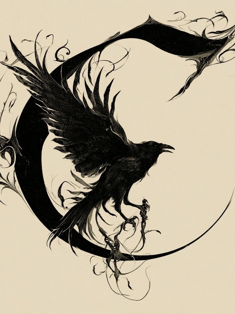 Raven Crescent Ink Poster. poster detail