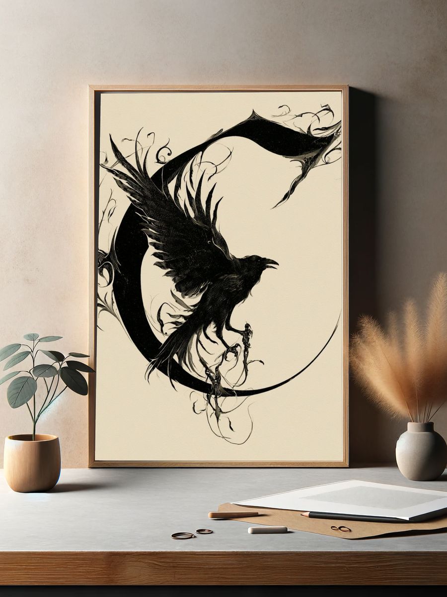 Raven Crescent Ink Poster. — room view 2