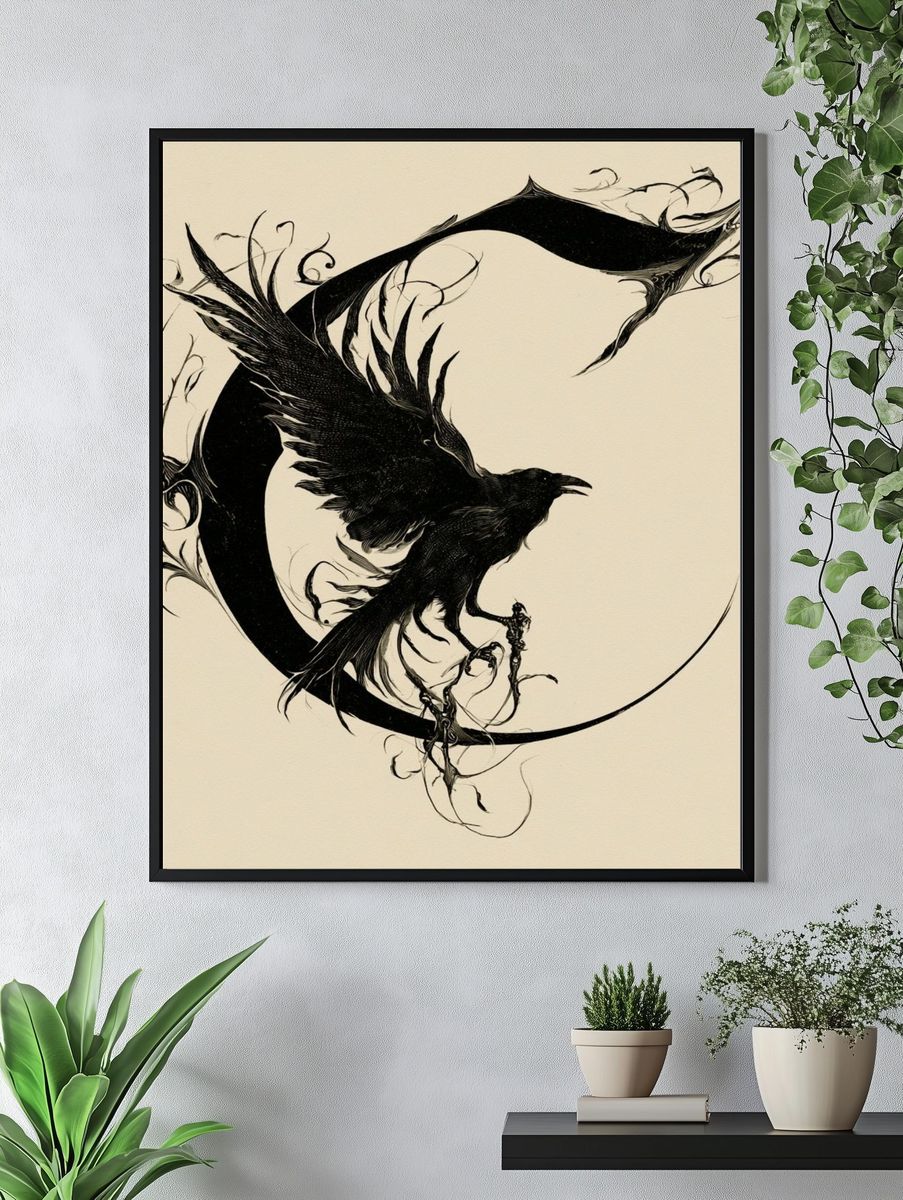 Raven Crescent Ink Poster. — room view 4