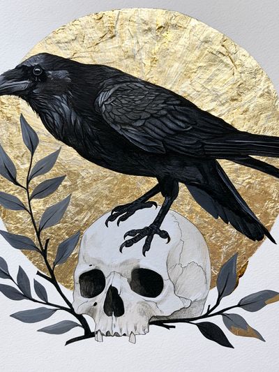 Raven and Skull Illustration Poster. poster print