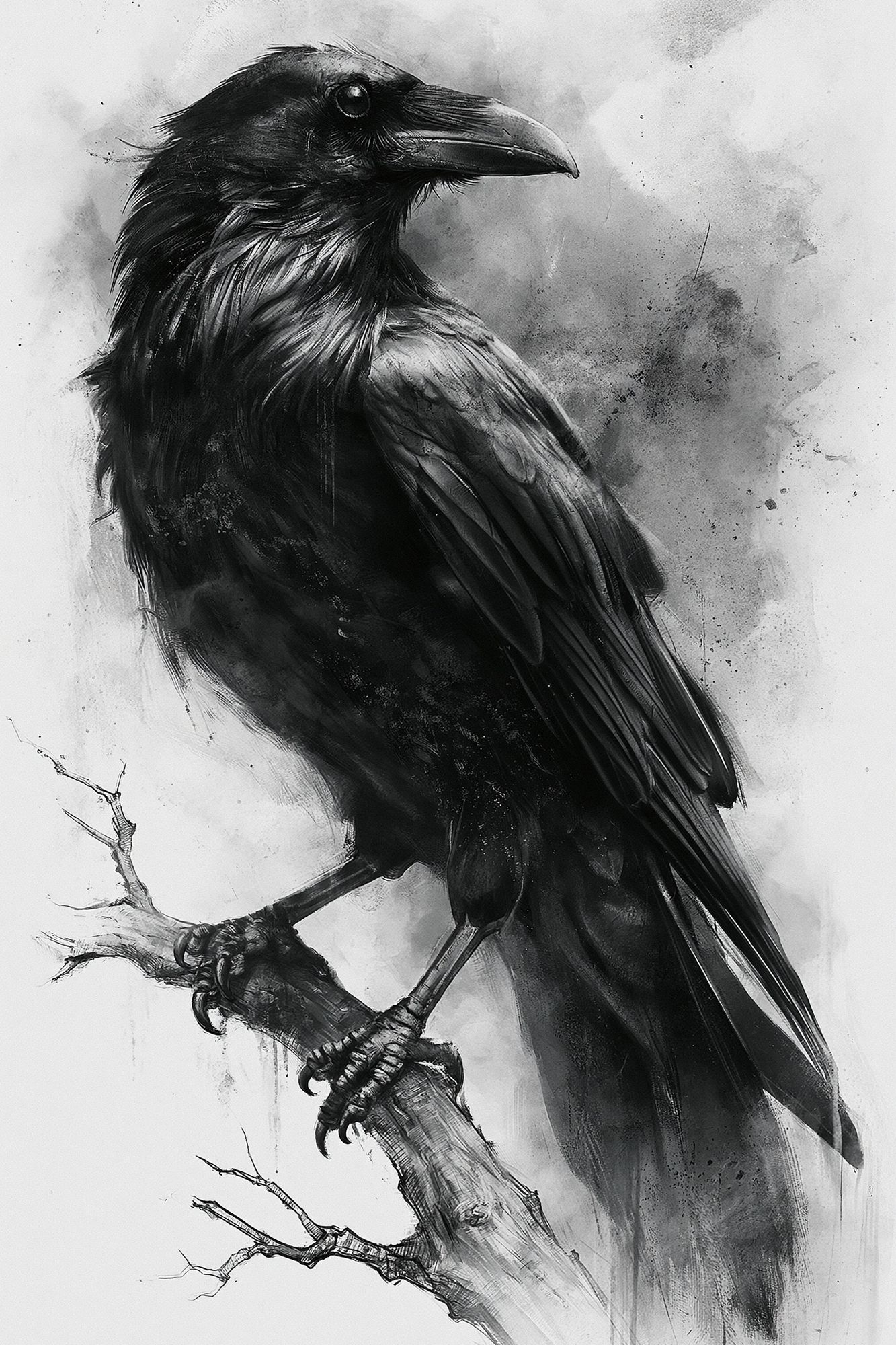 Raven Ink Wash Poster. poster detail