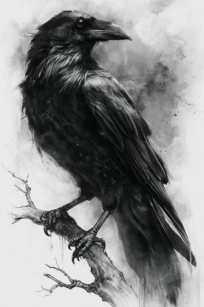 Raven Ink Wash Poster. poster