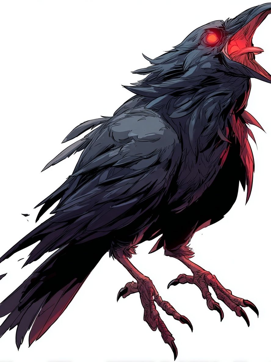 Crimson Raven Digital Art Print. poster detail