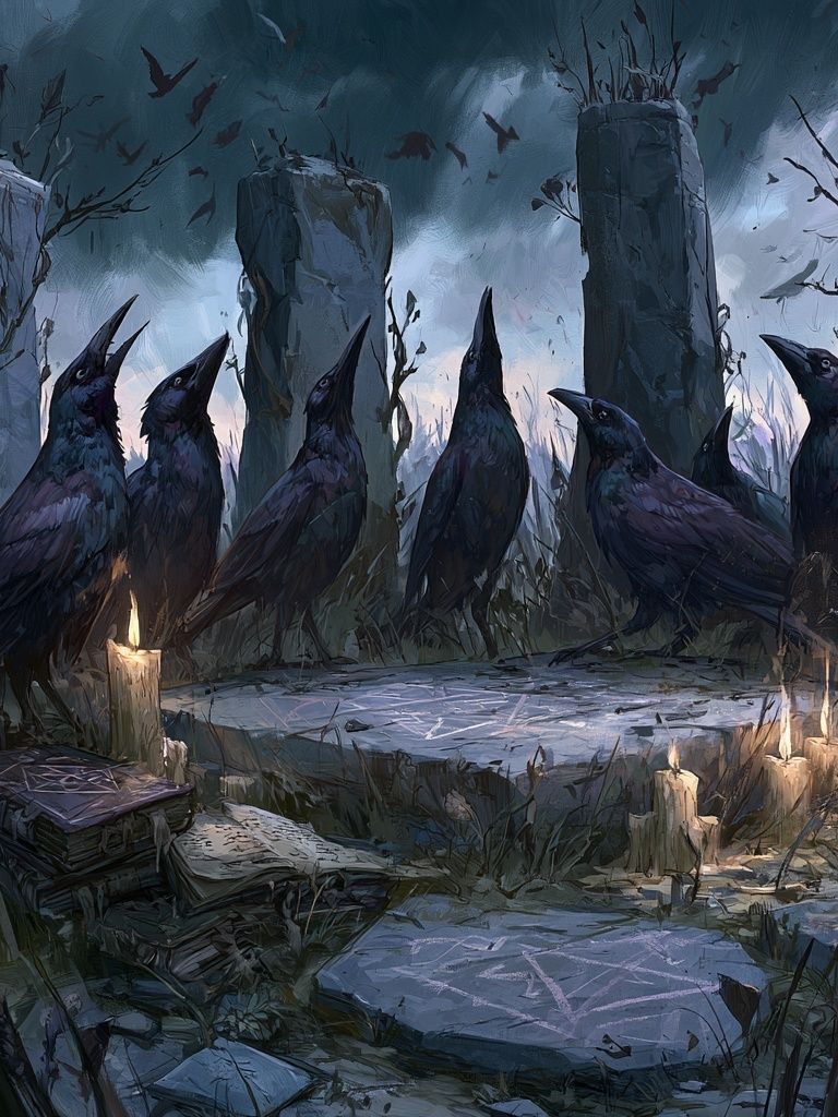Raven Ritual — Dark Fantasy Print. poster — illustration art