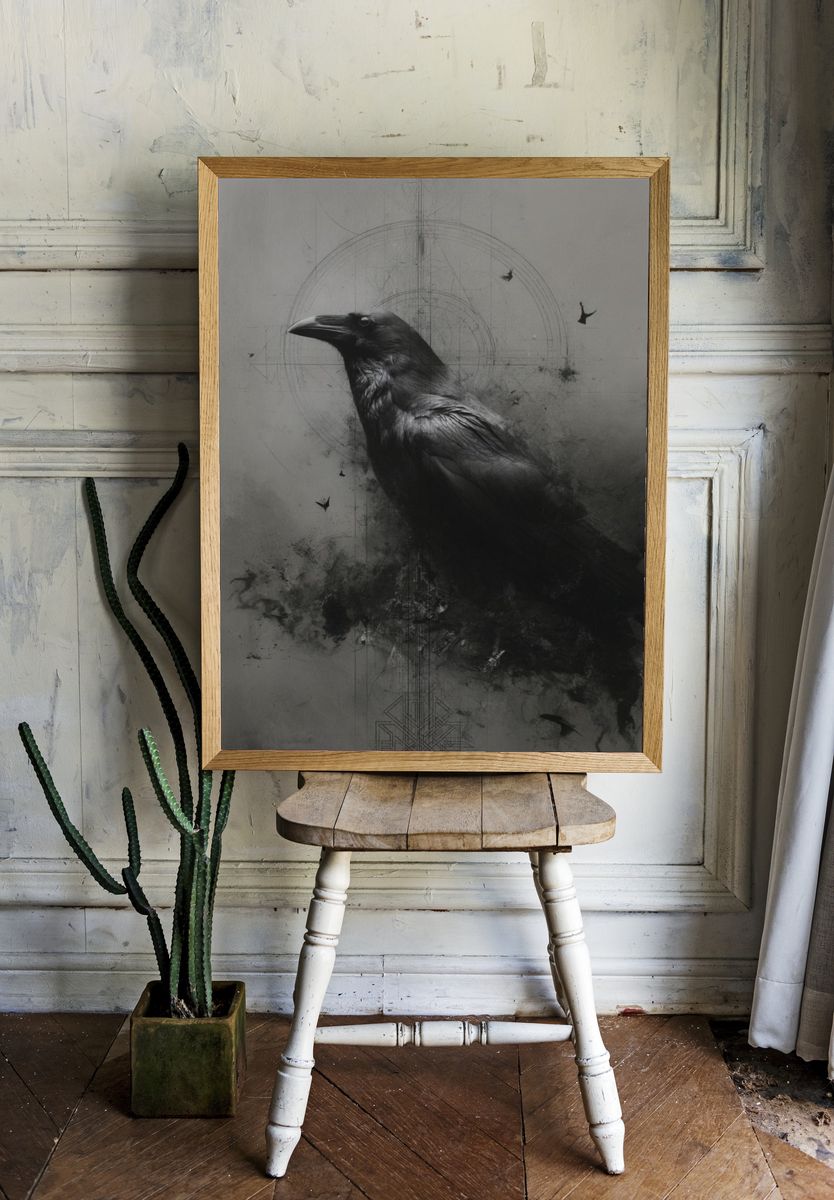 Raven Ink Surrealism Poster. — room view 1