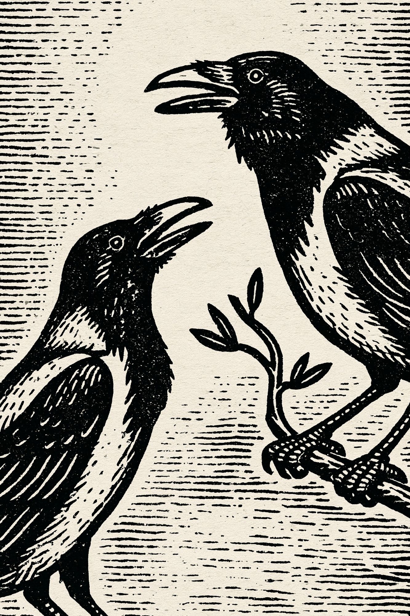 Raven Pair Ink Print. poster detail