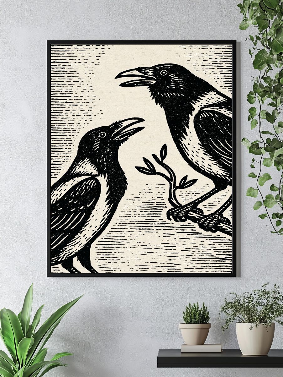 Raven Pair Ink Print. — room view 4