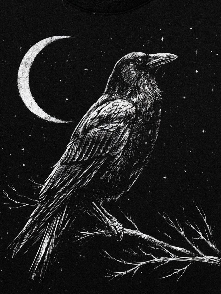 Raven Moonlit Night Print. poster detail