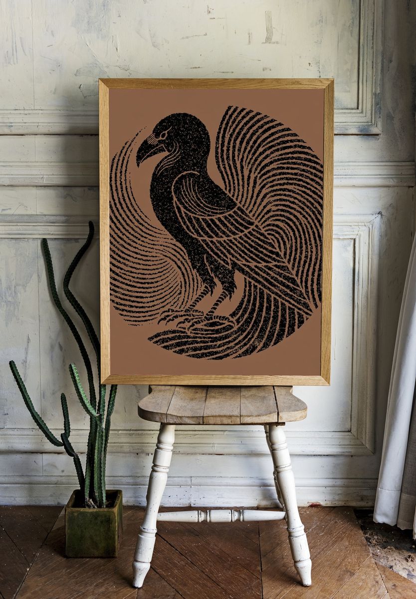 Raven Fingerprint Illustration Poster. room preview