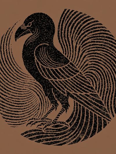 Raven Fingerprint Illustration Poster. poster