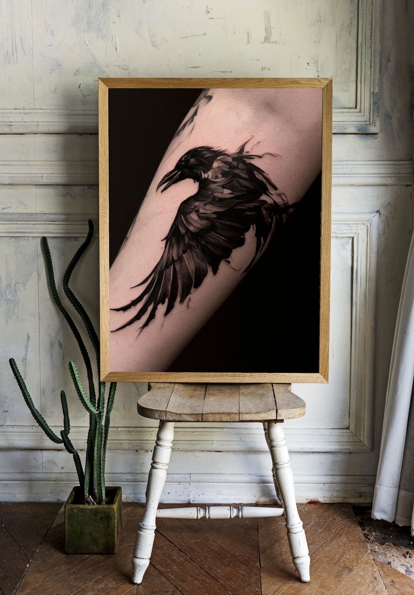 Raven Tattoo Photography Poster. — room view 1