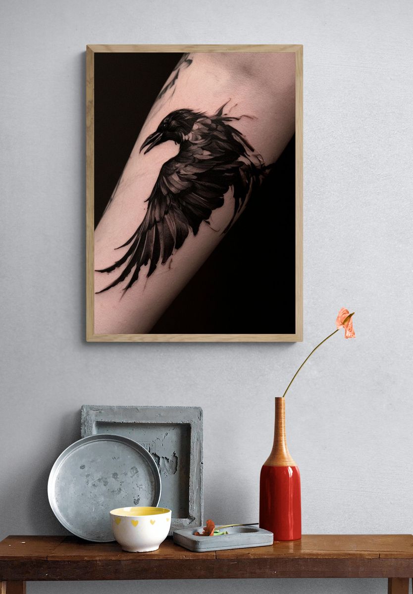 Raven Tattoo Photography Poster. — room view 3