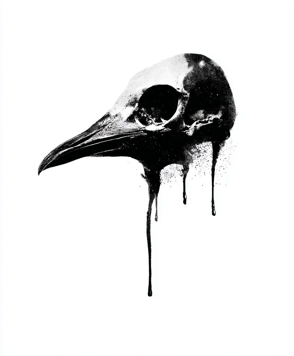 Raven Skull — Fine Art Print. poster — fine-art art