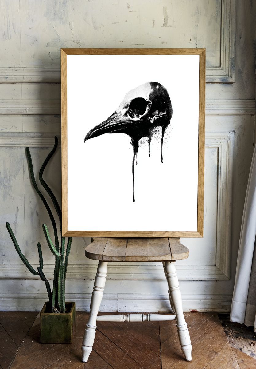 Raven Skull — Fine Art Print room preview