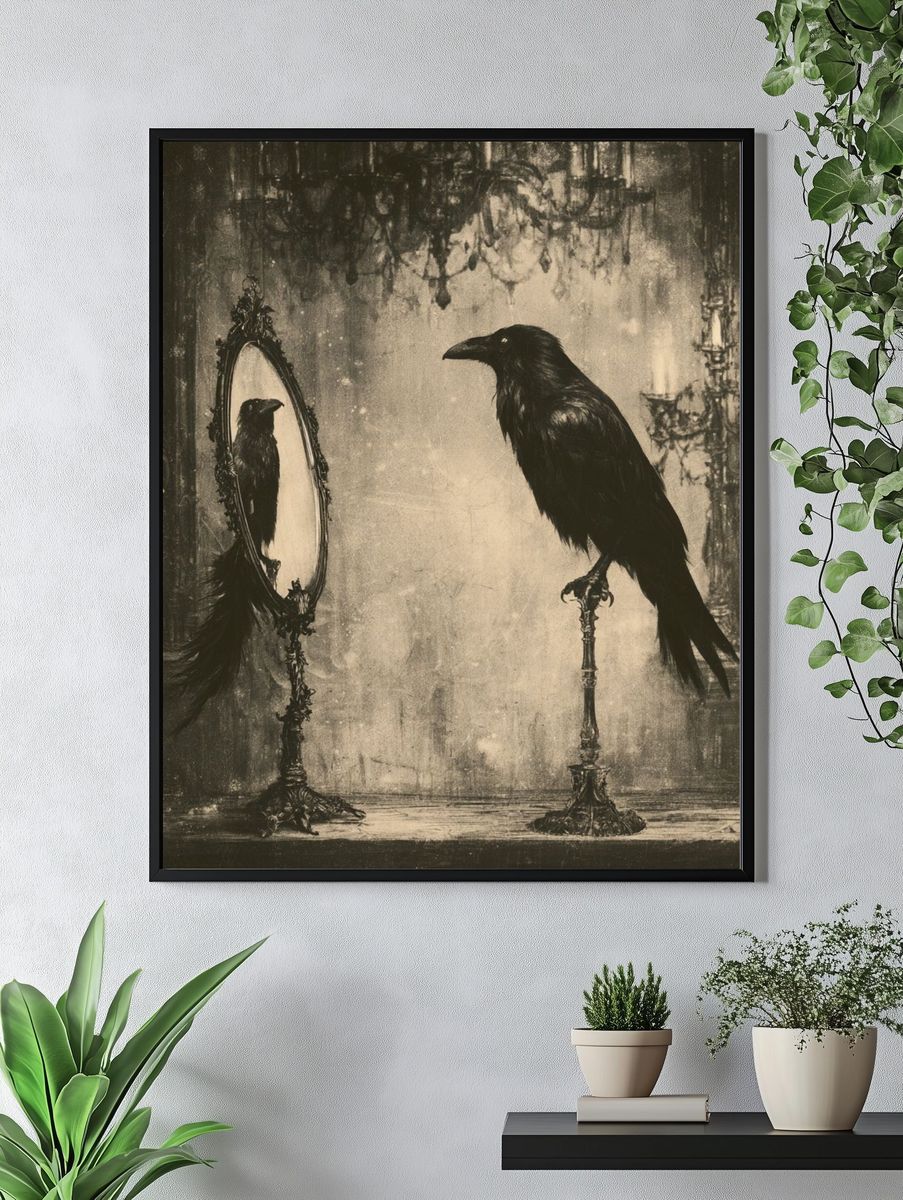 Raven Mirror — Gothic Fine-Art Print. — room view 4