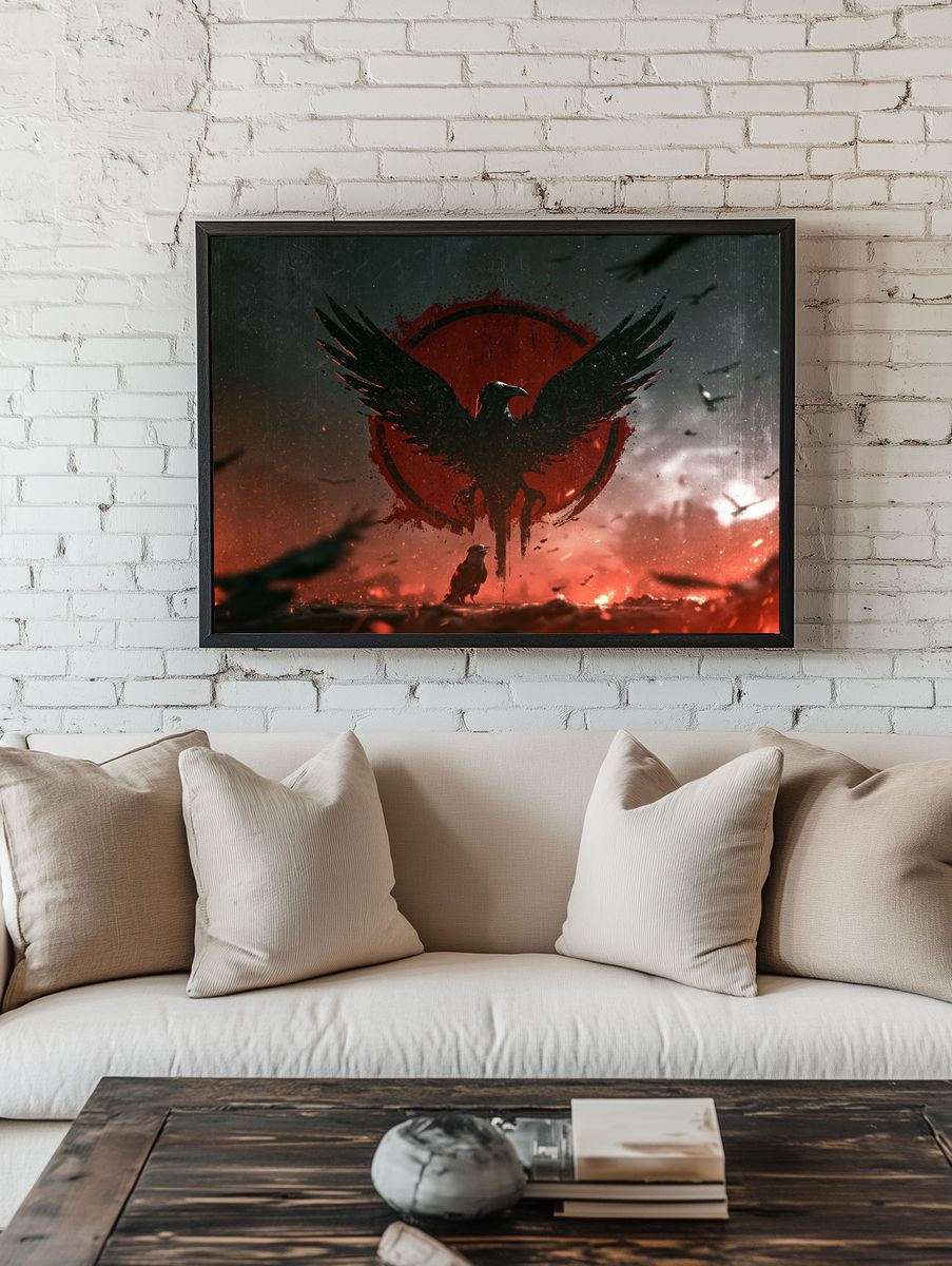 Raven Emblem Digital Art Poster. room preview