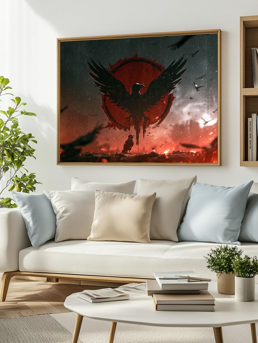 Raven Emblem Digital Art Poster. — room view 2