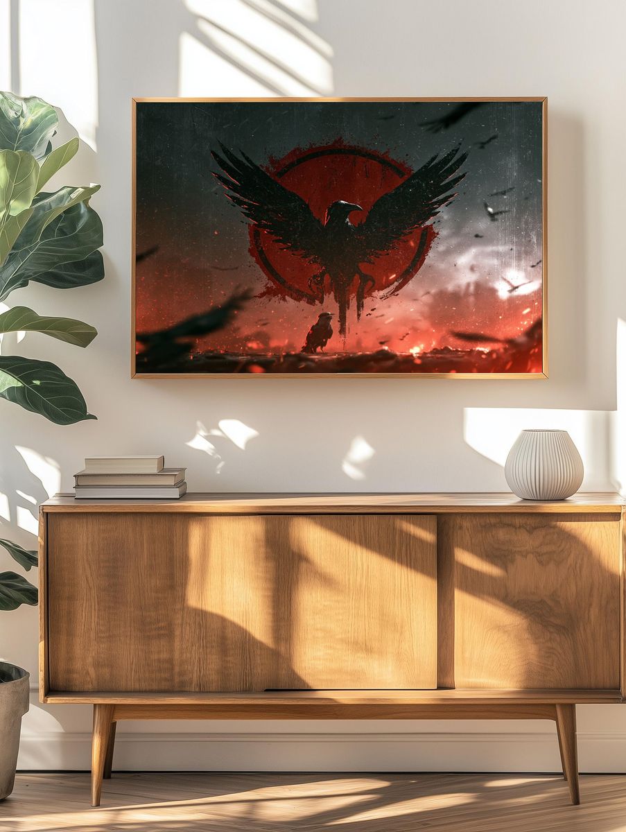 Raven Emblem Digital Art Poster. — room view 3