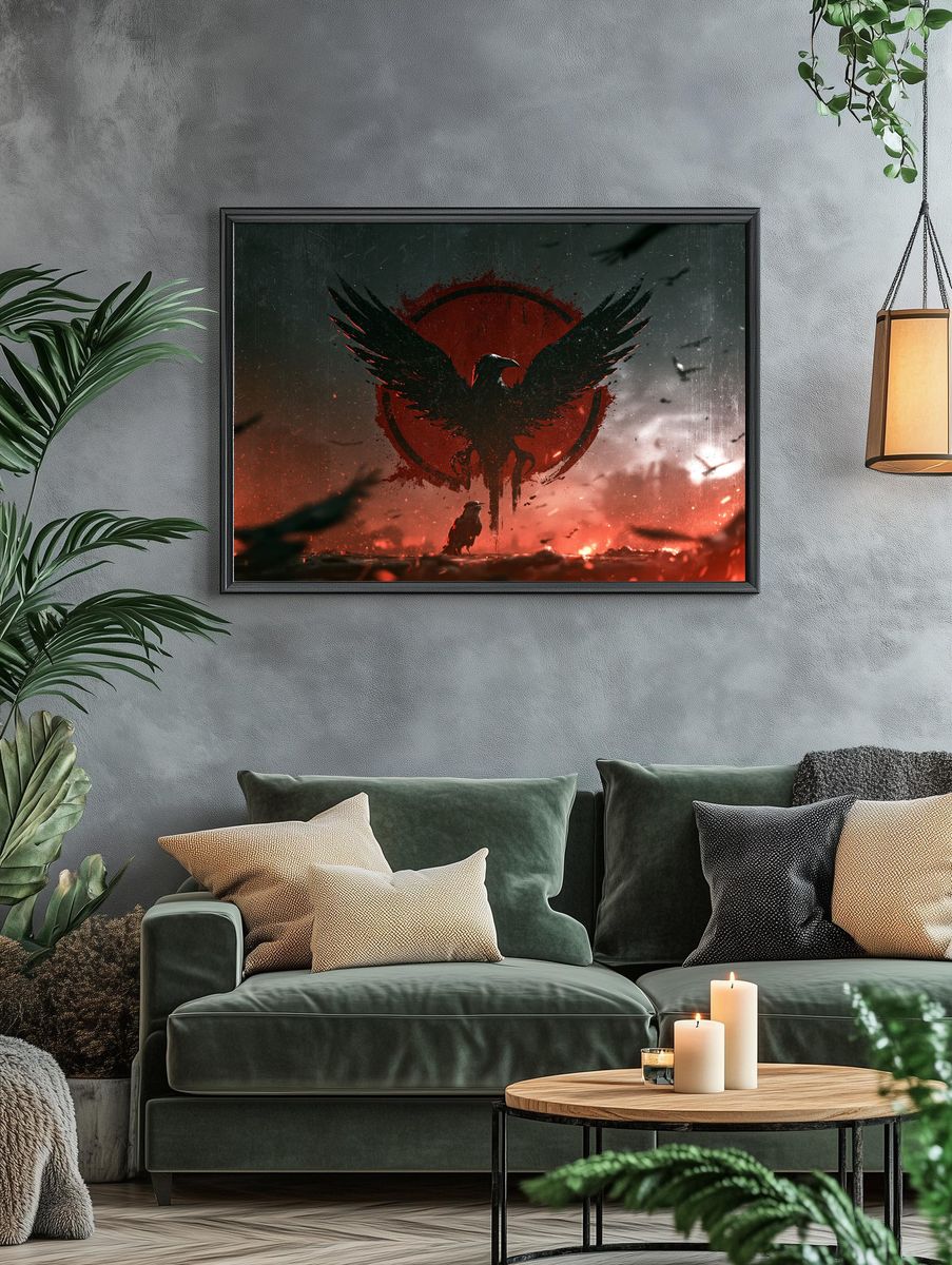 Raven Emblem Digital Art Poster. — room view 4