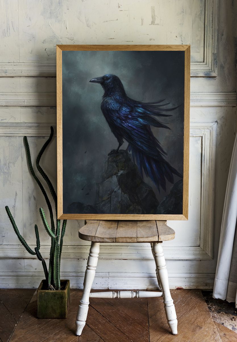 Majestic Raven — Digital Art Print room preview