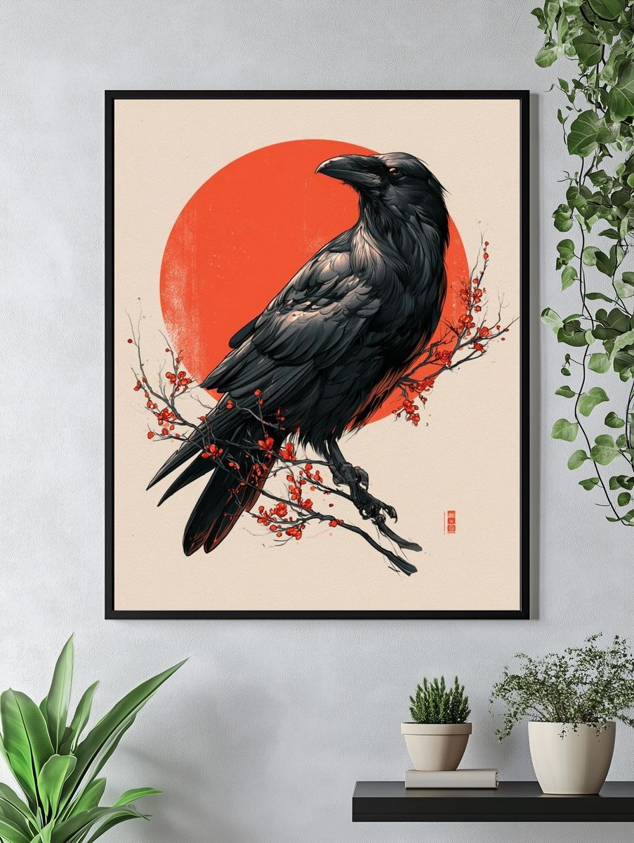 Raven on Red Sun Poster. — room view 4