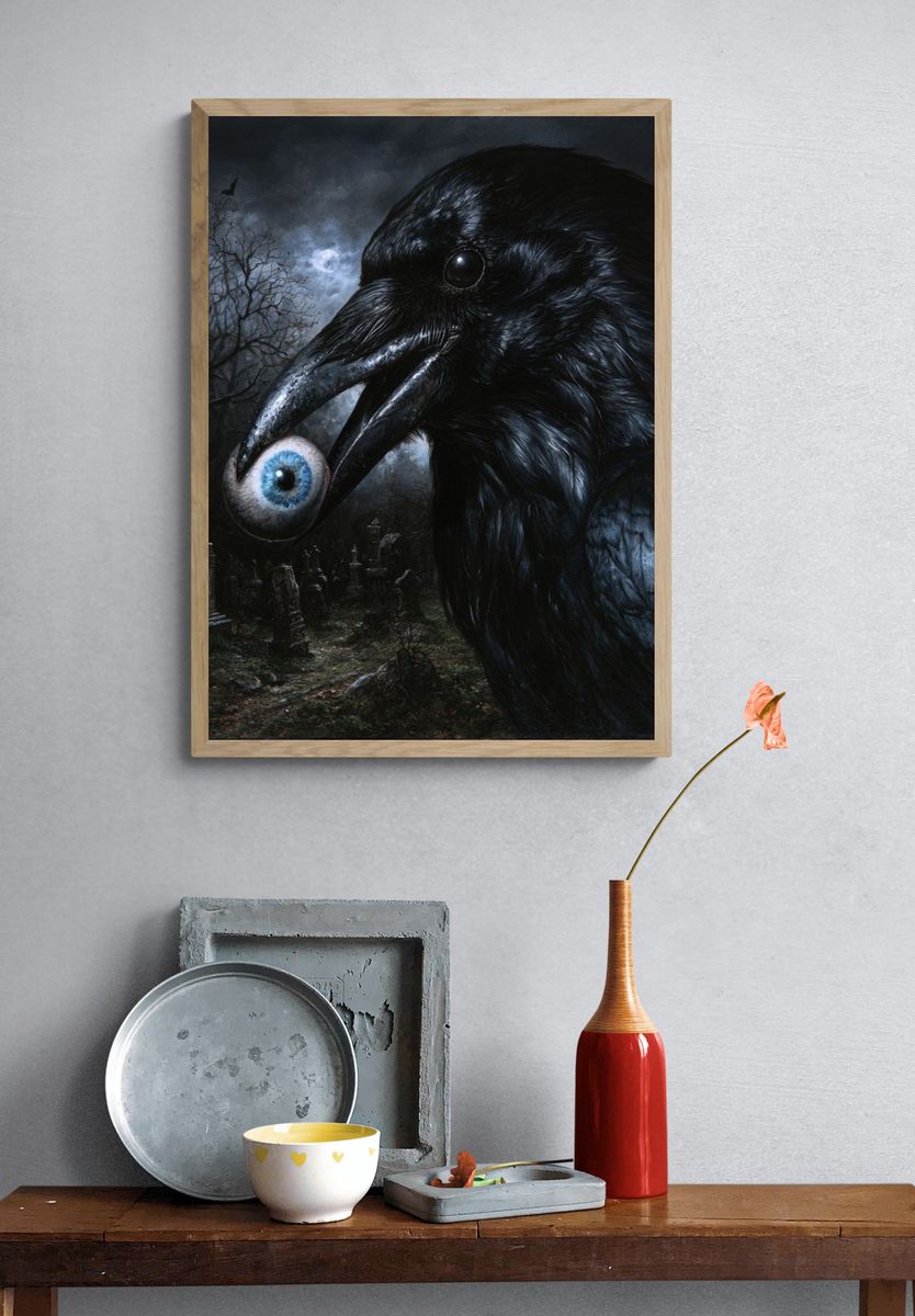 Raven with Eye Gothic Poster. — room view 3