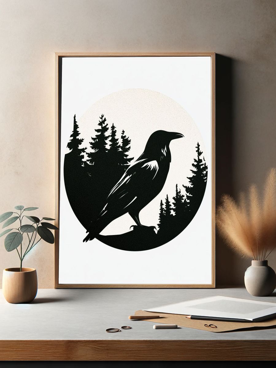 Raven Forest Silhouette Poster. — room view 2