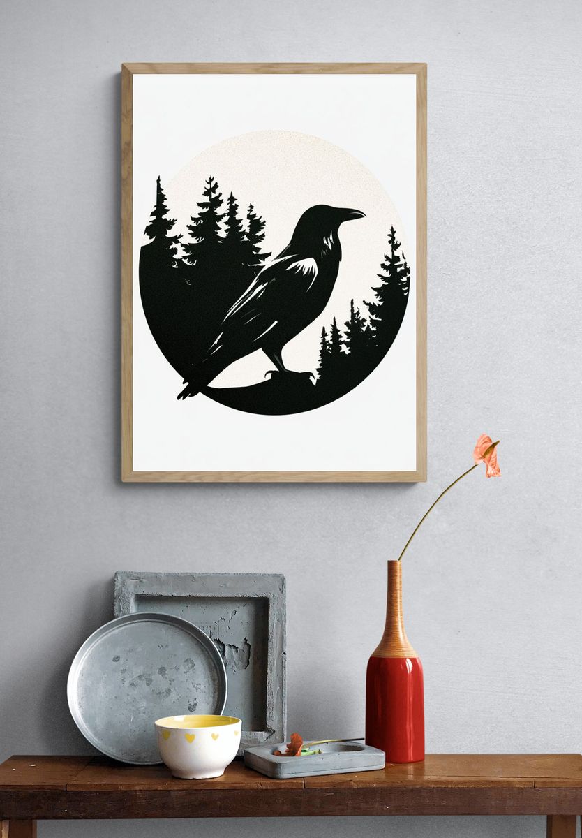 Raven Forest Silhouette Poster. — room view 3