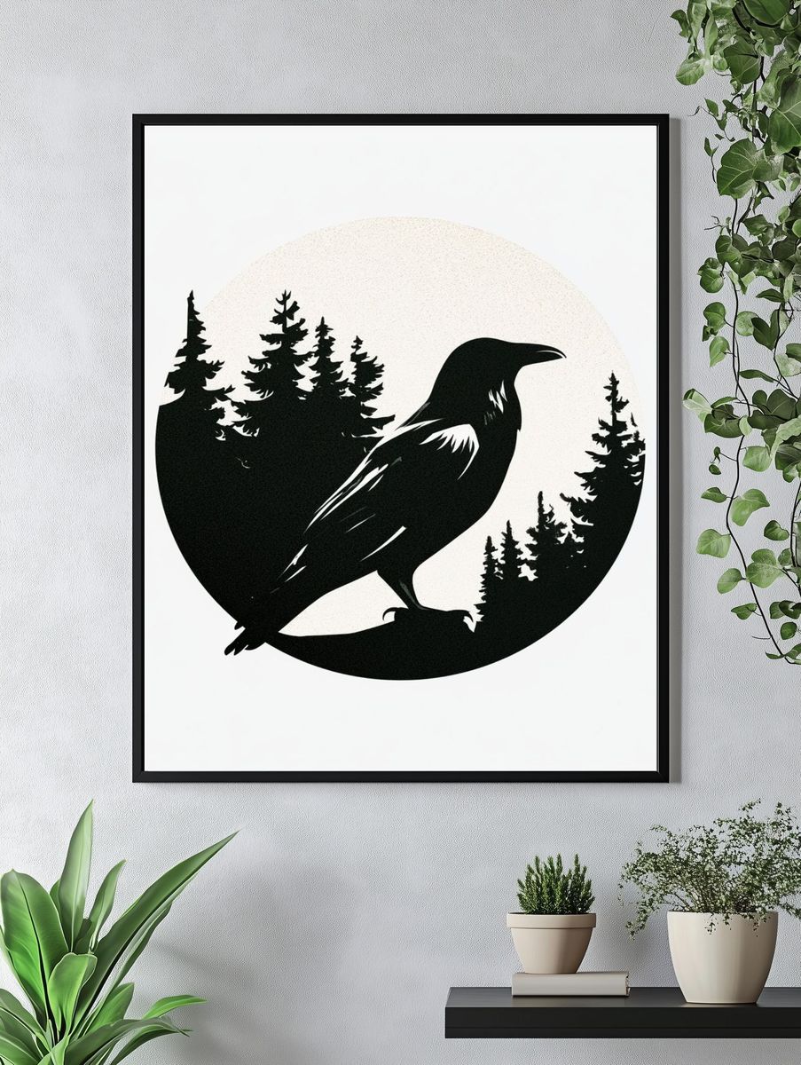 Raven Forest Silhouette Poster. — room view 4