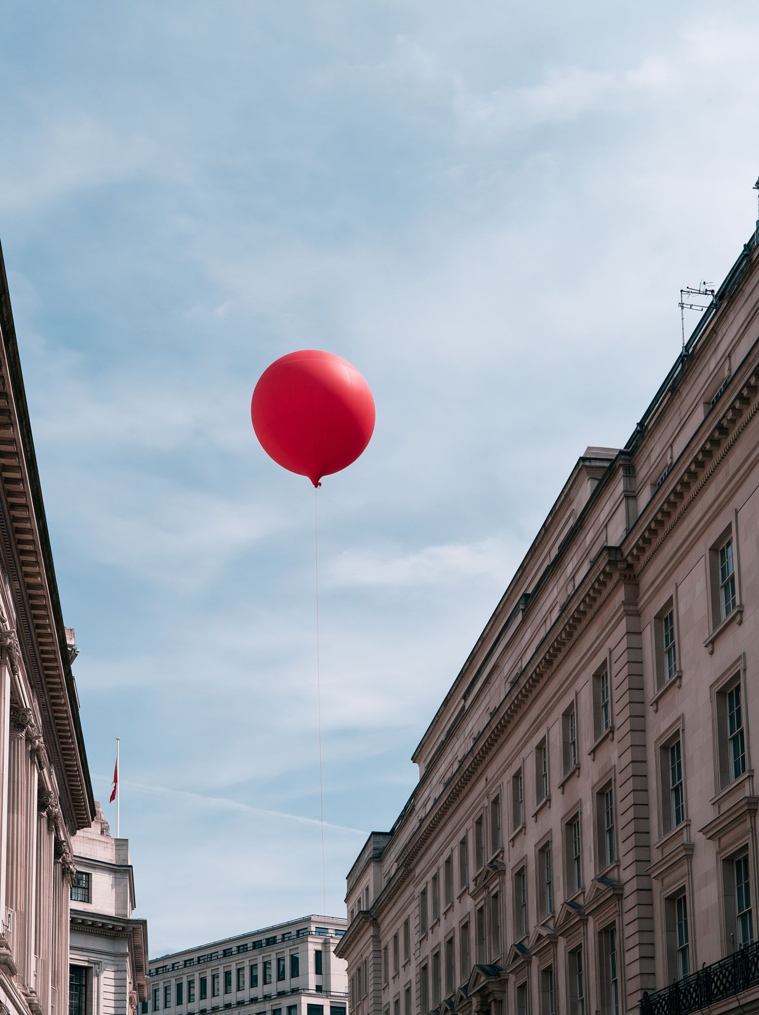 Red Balloon Cityscape Photography Poster. poster — photography art