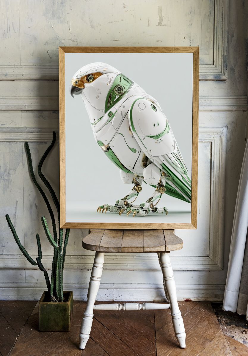 Robotic Falcon Illustration Poster. room preview