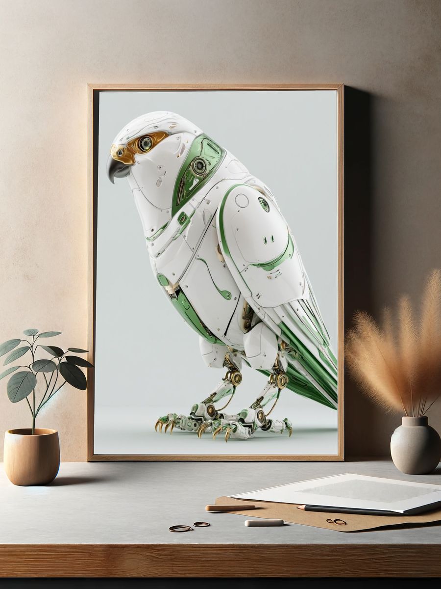 Robotic Falcon Illustration Poster. — room view 2