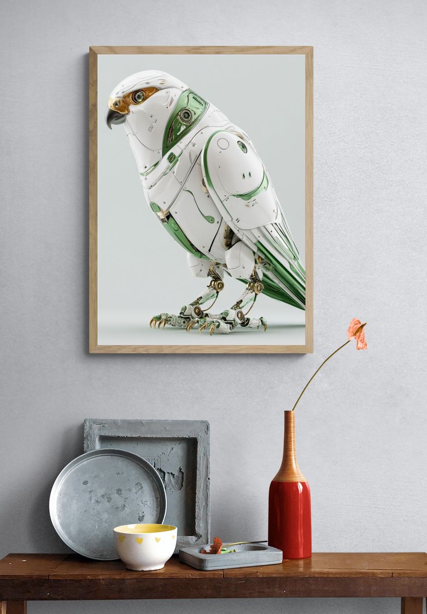 Robotic Falcon Illustration Poster. — room view 3