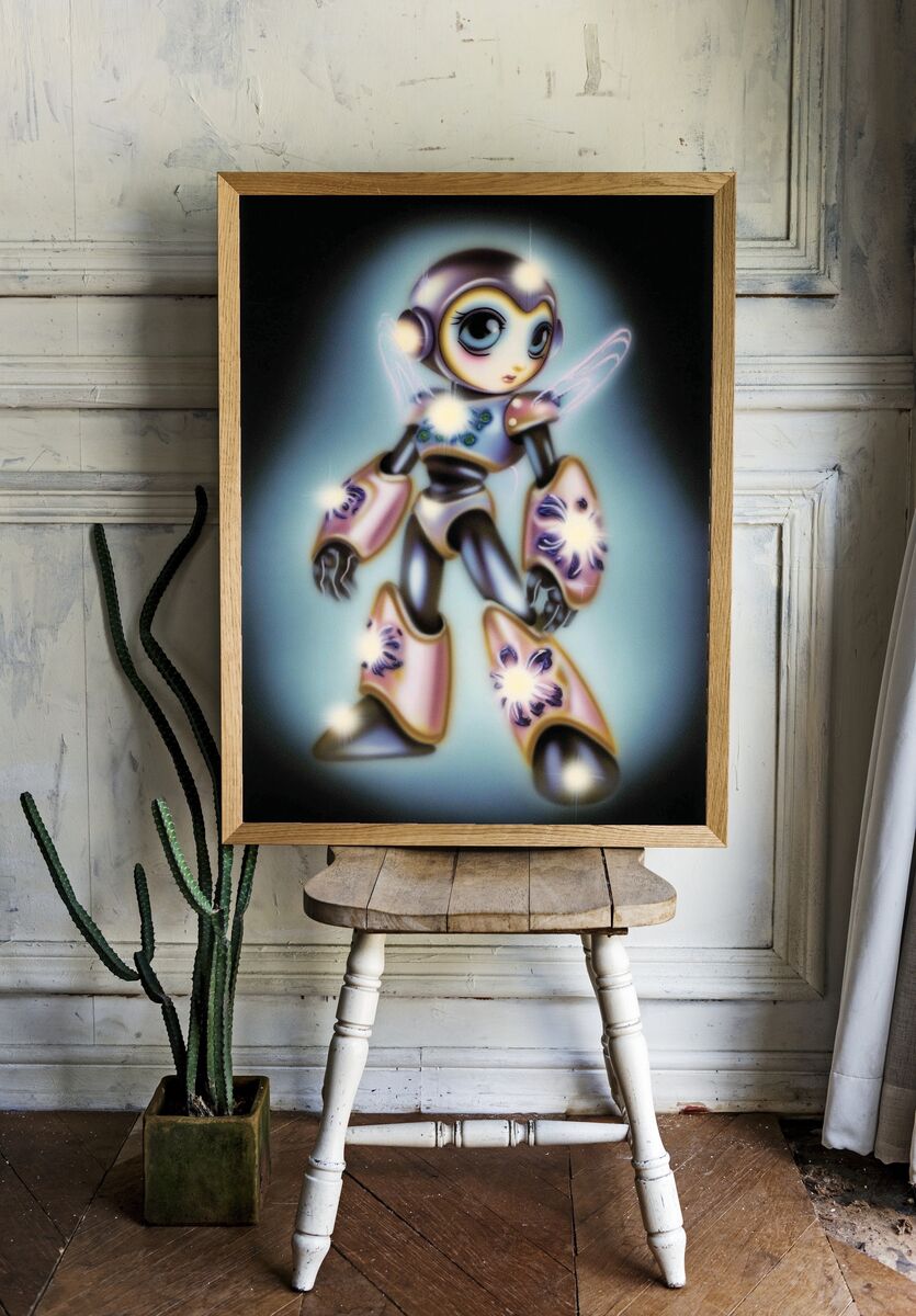 Futuristic Robot Girl — Digital Art Print room preview